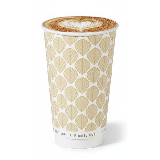 Gobelet carton double paroi brun sans plastique - 460 ml - Ø 9 cm - H 13,6 cm - 25 unités