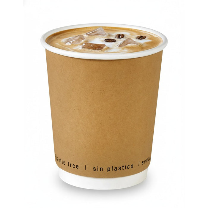 Gobelet carton double paroi kraft sans plastique - 230 ml - Ø 8 cm - H 9,2 cm - 25 unités