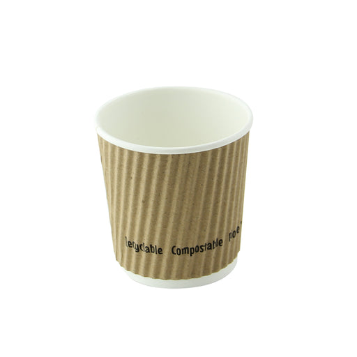 Gobelet carton double paroi beige "Rippley" - 120 ml - Ø 6,2 cm - H 6 cm - 50 unités