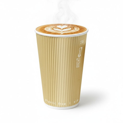 Gobelet carton double paroi beige "Rippley" - 350 ml - Ø 9 cm - H 11 cm - 25 unités