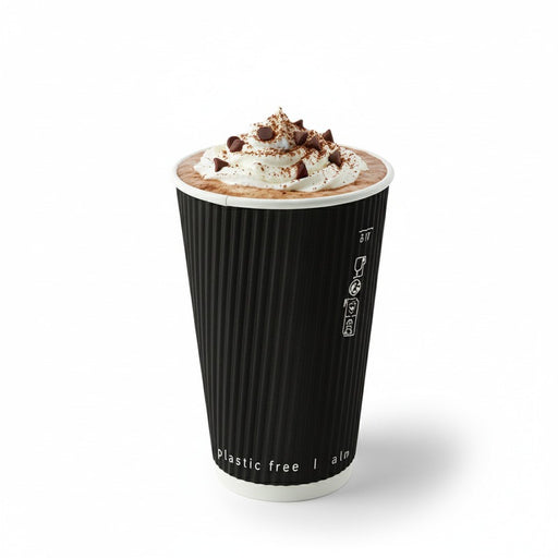 Gobelet carton double paroi noir "Rippley" - 340 ml - Ø 9 cm - H 11 cm - 25 unités