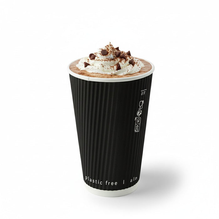 Gobelet carton double paroi noir "Rippley" - 340 ml - Ø 9 cm - H 11 cm - 25 unités