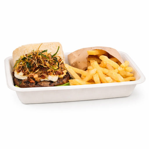 Barquette scellable pulpe laminée PLA "gastronorme" 1/4 - 26,5 cm x 16 cm x 4,5 cm - 100 unités