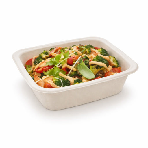 Barquette scellable pulpe laminée PLA "gastronorme" 1/8 16 cm x 13 cm H 4,6 cm 585ml - 100 unités