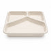 Barquette scellable blanche en pulpe laminée PLA "menu" à 3 compartiments - 890 ml - 22,7 cm x 17,8 cm x 4,5 cm - 50 unités