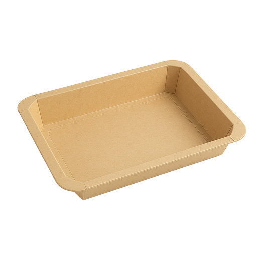 Barquette scellable gastronorme 1/2 en carton brun - 3160 ml - 32,5 cm x 26,5 cm x 4,8 cm - 50 unités