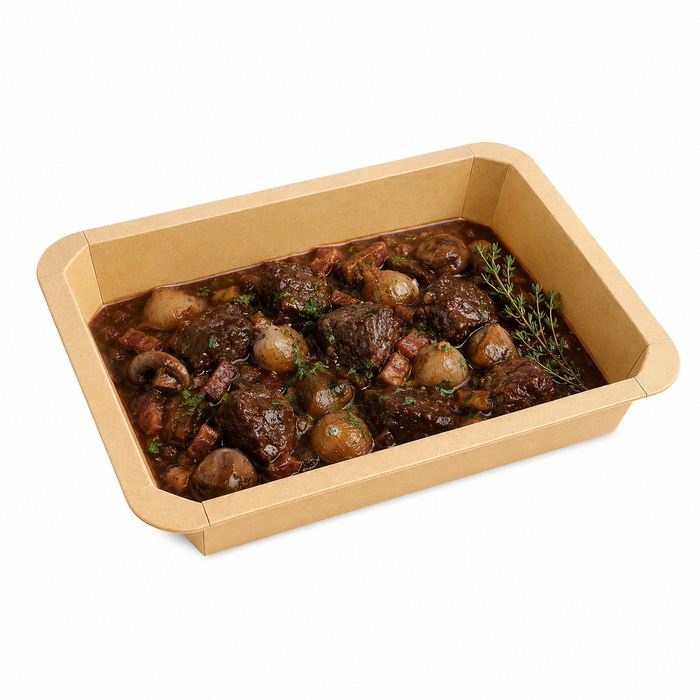 Barquette scellable gastronorme 1/2 en carton brun - 3160 ml - 32,5 cm x 26,5 cm x 4,8 cm - 50 unités