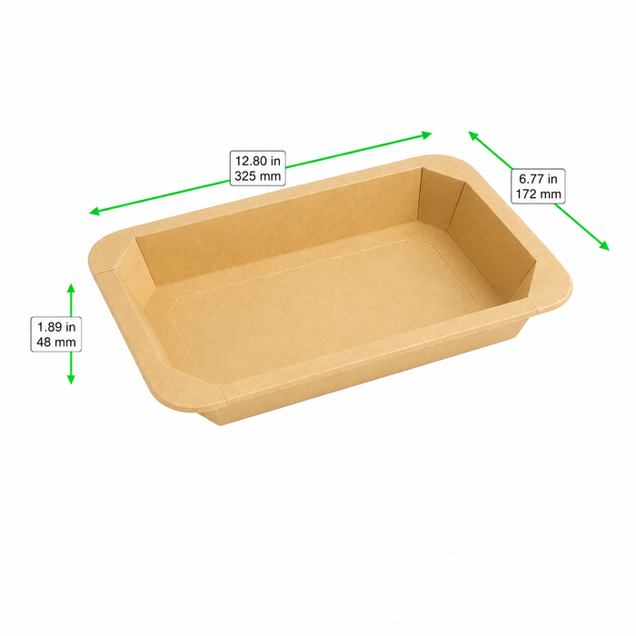 Barquette scellable gastronorme 1/3 en carton brun - 1890 ml - 32,5 cm x 17,2 cm x 4,8 cm - 50 unités