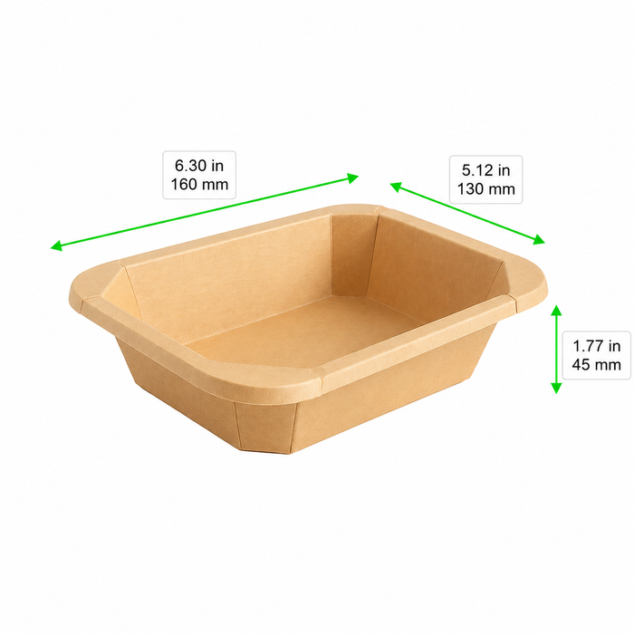 Barquette scellable gastronorme 1/8 en carton brun - 16 cm x 13 cm x 4,5 cm - 50 unités
