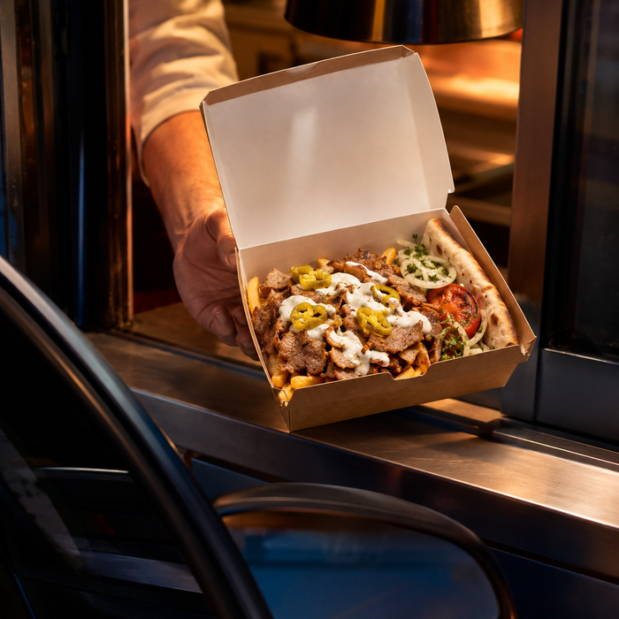 Boîte kebab carton kraft taille S - 23,5 cm x 13,7 cm x 8 cm - 50 unités