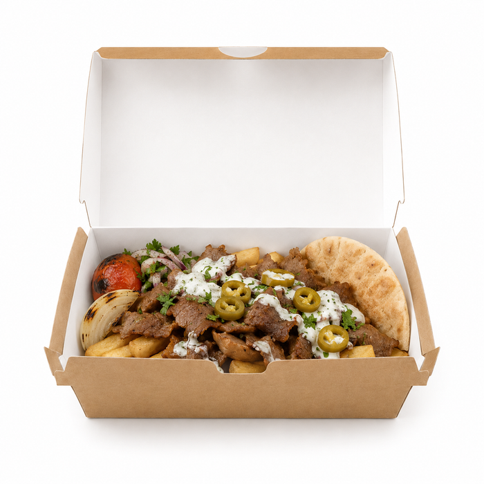 Boîte kebab carton kraft taille S - 23,5 cm x 13,7 cm x 8 cm - 50 unités