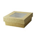 Boîte "Kray" carrée carton brun avec couvercle à fenêtre 700 ml 13,5 cm x 13,5 cm x 5 cm - 25 unités