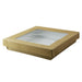 Boîte "Kray" carrée carton brun avec couvercle à fenêtre 1000 ml 20,5 cm x 20,5 cm x 4 cm - 50 unités