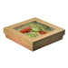 Boîte "Kray" carrée carton brun avec couvercle à fenêtre 1500 ml 20,5 cm x 20,5 cm x 5 cm - 50 unités