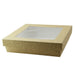 Boîte "Kray" carrée carton brun avec couvercle à fenêtre 1500 ml 20,5 cm x 20,5 cm x 5 cm - 50 unités