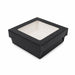 Boîte "Kray" carrée carton noir avec couvercle à fenêtre - 700 ml - 13,5 cm x 13,5 cm x 5 cm