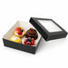 Boîte "Kray" carrée carton noir avec couvercle à fenêtre - 950 ml - 15,5 cm x 15,5 cm x 5,3 cm - en situation