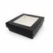 Boîte "Kray" carrée carton noir avec couvercle à fenêtre - 950 ml - 15,5 cm x 15,5 cm x 5,3 cm