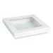Boîte "Kray" carrée carton blanc avec couvercle à fenêtre en PLA 900 ml 15,5 cm x 15,5 cm x 5 cm - 25 unités