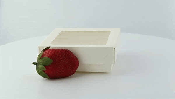 Boîte "Kray" carrée carton blanc avec couvercle à fenêtre 350 ml 11,5 cm x 11,5 cm x 4 cm - 25 unités