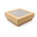 Boite Kray carrée carton brun avec couvercle à fenêtre 350ml 11,5 cm x 11,5 cm H 5 cm - 25 unités