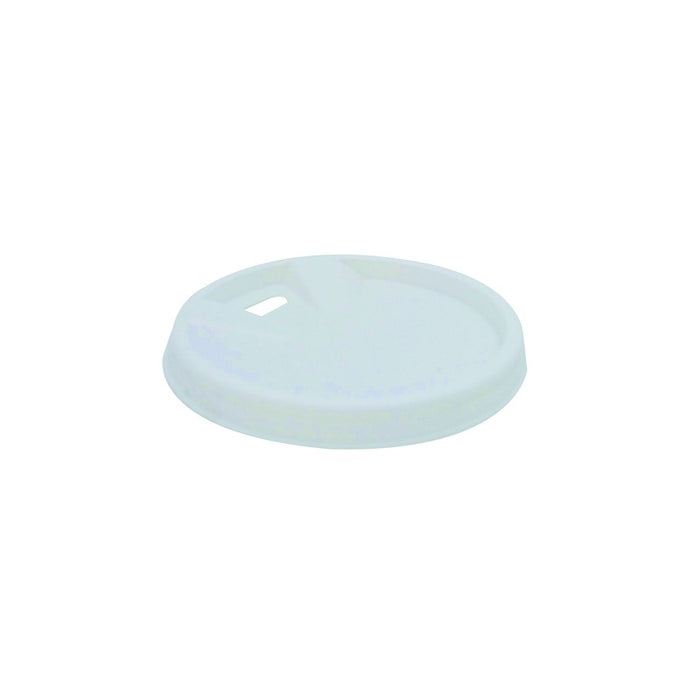 Couvercle PS plat blanc avec trou - Ø 6,2 cm - 100 unités