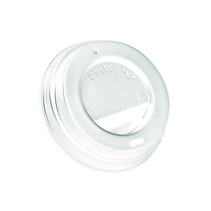 Couvercle plastique PS dôme blanc avec bec - Ø 7 cm - H 2 cm - 100 unités