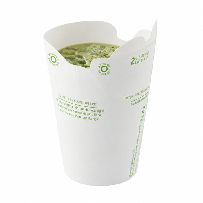 Gobelet carton à couvercle intégré - 250 ml - Ø 10,2 cm - H 8,1 cm - 25 unités