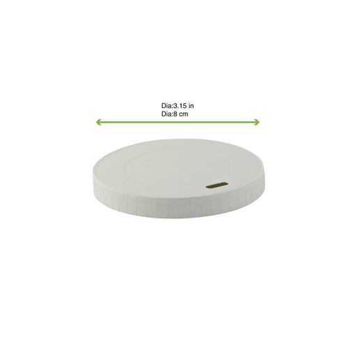 Couvercle carton blanc plat sans matière plastique - Ø 8 cm - dimensions