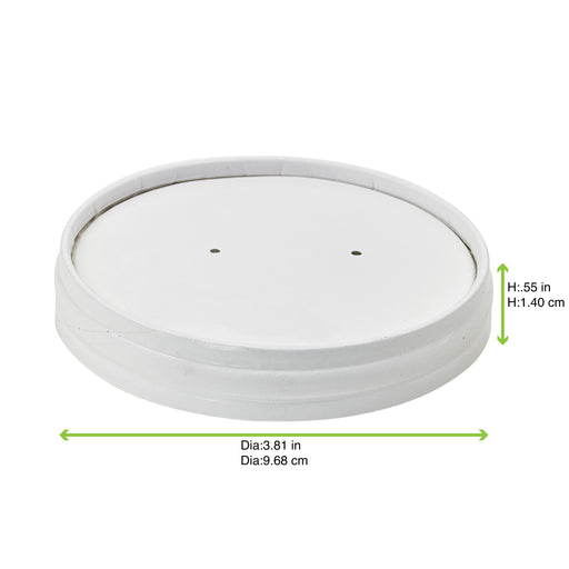 Couvercle carton blanc chaud et froid - Ø 9,7 cm - Compatible avec 210SOUP16 - 50 unités