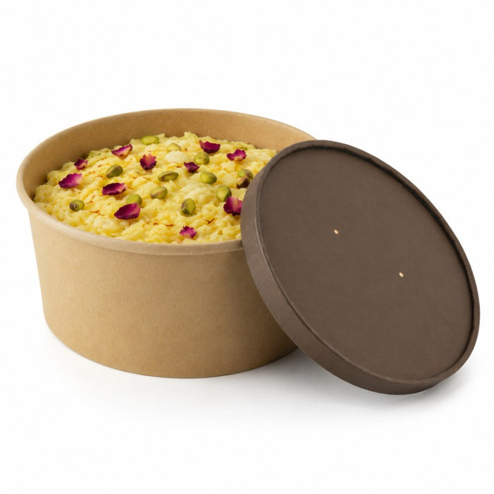 Couvercle plat brun en carton kraft perforé pour la vapeur - Ø 18,5 cm - H 1,6 cm - 45 unités