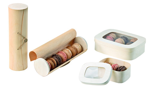 Boîte bois cylindrique 7 macarons - Ø 6,5 cm - 50 unités