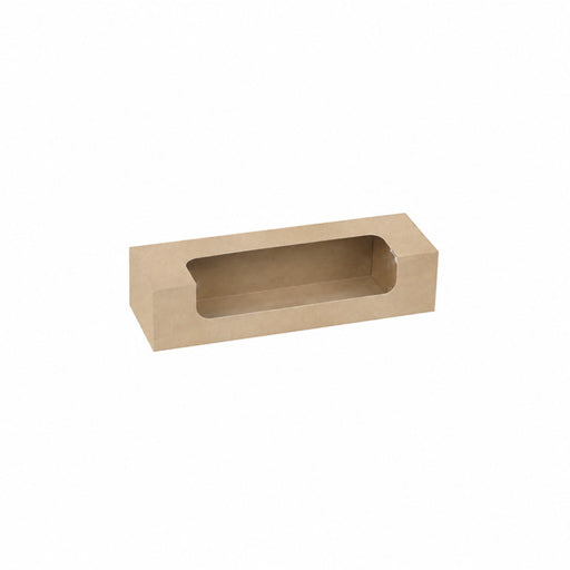 Boîte carton brun 7 macarons avec fenêtre PLA - 21,5 cm x 6,8 cm x 4,8 cm - 50 unités