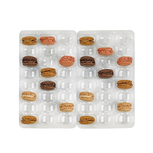 Insert plastique PET transparent 48 (6x8) macarons avec fermeture clipsable 35,5 x 25 x 2,3 cm - 100 unités