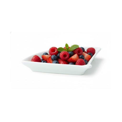 Mini plat éventail en porcelaine blanche 10 cm x 7,6 cm x 1,4 cm - 4 unités