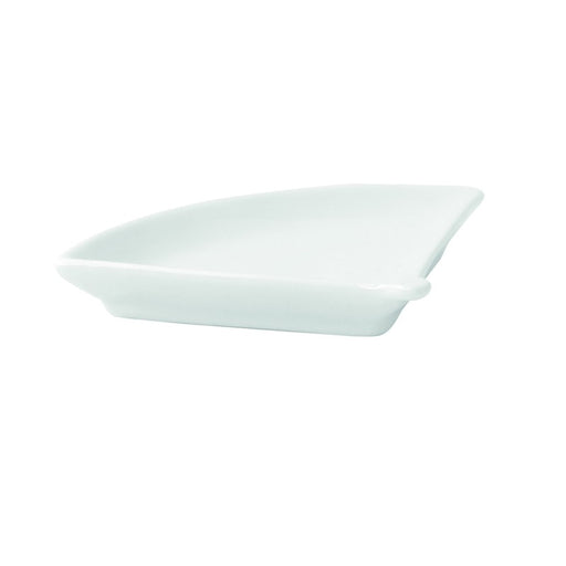 Mini plat éventail en porcelaine blanche 10 cm x 7,6 cm x 1,4 cm - 4 unités