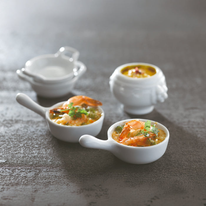 Mini plat en porcelaine blanche - 7,8 cm x 4,8 cm x 1,5 cm - 4 unités