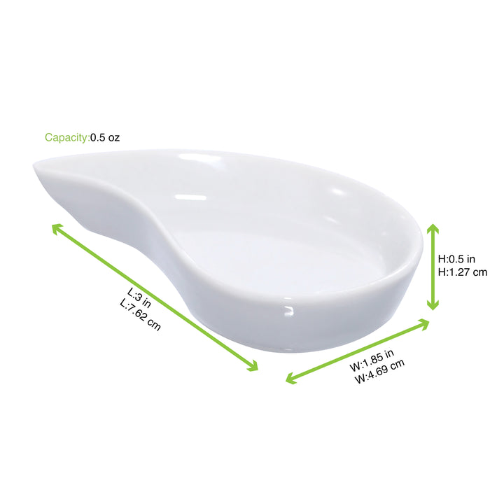 Mini plat en porcelaine blanche - 7,8 cm x 4,8 cm x 1,5 cm - 4 unités