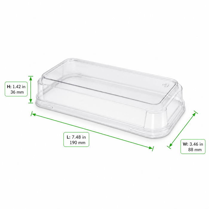 Couvercle PET anti-buée pour moule de cuisson - 19 cm x 8,8 cm x 3,6 cm - Compatible avec 210MCMO590 - 25 unités