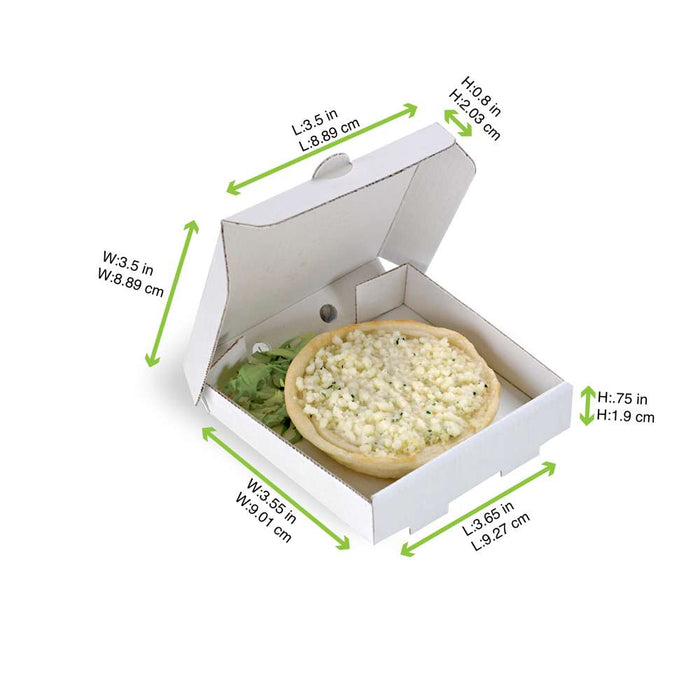 Mini boîte à pizza carton blanc - 9 cm x 9 cm x 2 cm - 100 unités