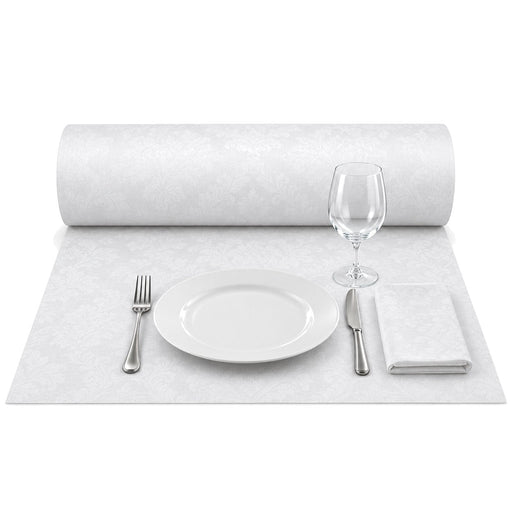 Nappe en rouleau cellulose damassée blanche - 100 m x 1,2 m - en situation