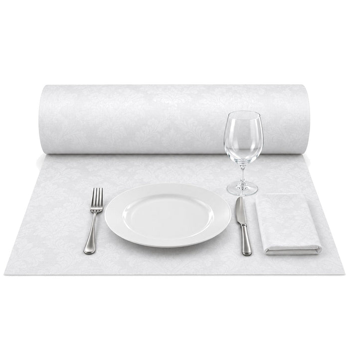 Nappe en rouleau cellulose damassée blanche - 100 m x 1,2 m - en situation