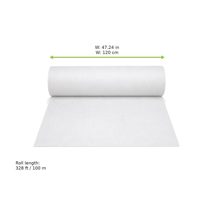 Nappe en rouleau cellulose damassée blanche - 100 m x 1,2 m - dimensions
