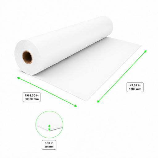 Nappe en rouleau non tissé spunbond blanc - 50 m x 1,2 m - dimensions
