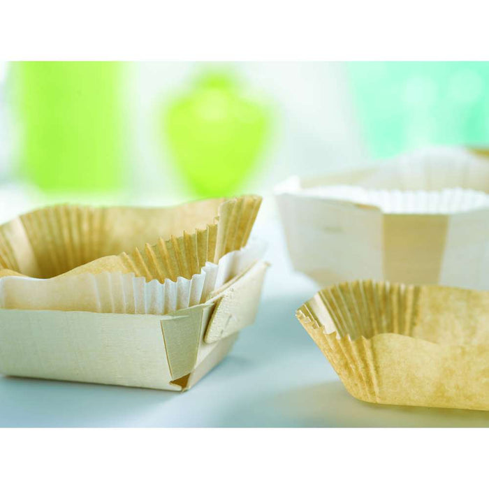 Moule de cuisson en bois avec caissette papier - 1200 ml - 24,5 cm x 11,5 cm x 7 cm - 20 unités