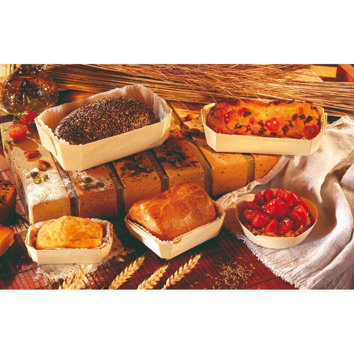 Moule de cuisson en bois avec caissette papier - 1200 ml - 24,5 cm x 11,5 cm x 7 cm - 20 unités