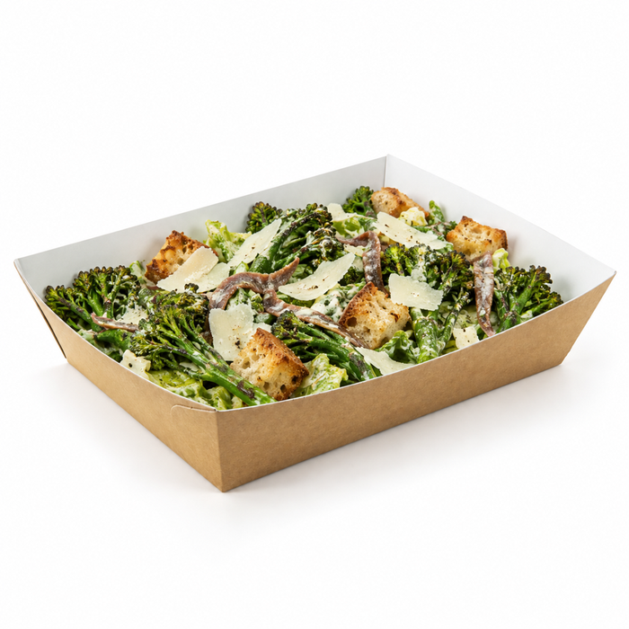 Panier à salade carton kraft brun laminé intérieur blanc - 850 ml - 22 cm x 17 cm x 4 cm - 200 unités