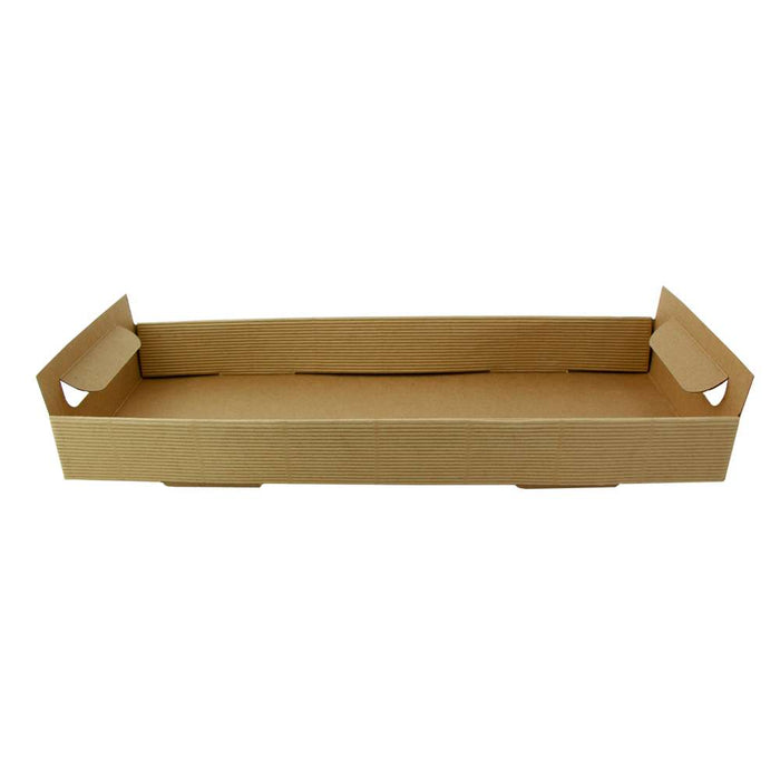 Plateau en carton kraft brun avec poignées - 39 cm x 15 cm x 7 cm - 50 unités