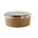 Saladier rond "Buckaty" en carton kraft avec couvercle PET - 1200 ml - Ø 18,5 cm - H 6,5 cm - 25 unités