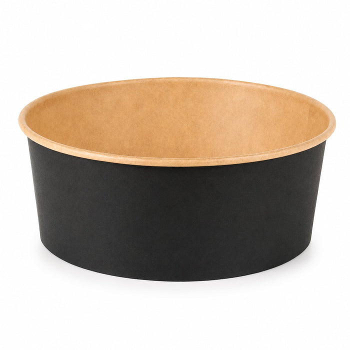 Saladier rond "Buckaty" en carton kraft noir - 1300 ml - Ø 18,3 cm - H 6,5 cm
